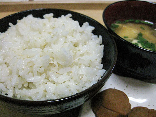 自然栽培米の朝食